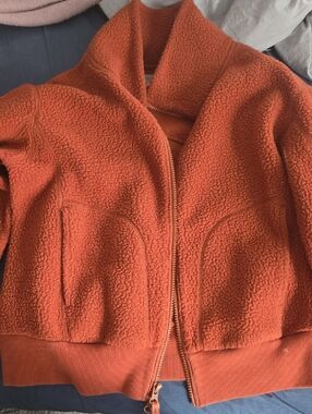 Everlane Rust Orange Teddy Zip-Up Jacket